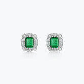 Dissoo® Sterling Silver Petal Square Emerald Earring - dissoojewelry