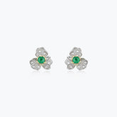 Dissoo® Sterling Silver Square Emerald Flower Earring - dissoojewelry