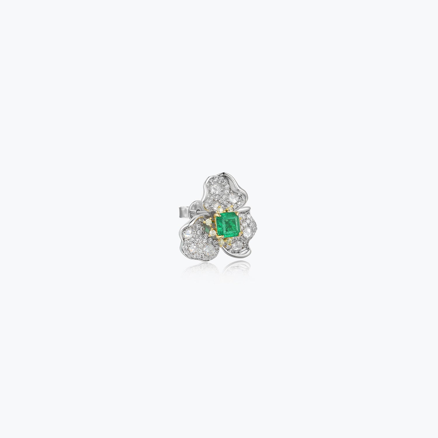 Dissoo® Sterling Silver Square Emerald Flower Earring - dissoojewelry