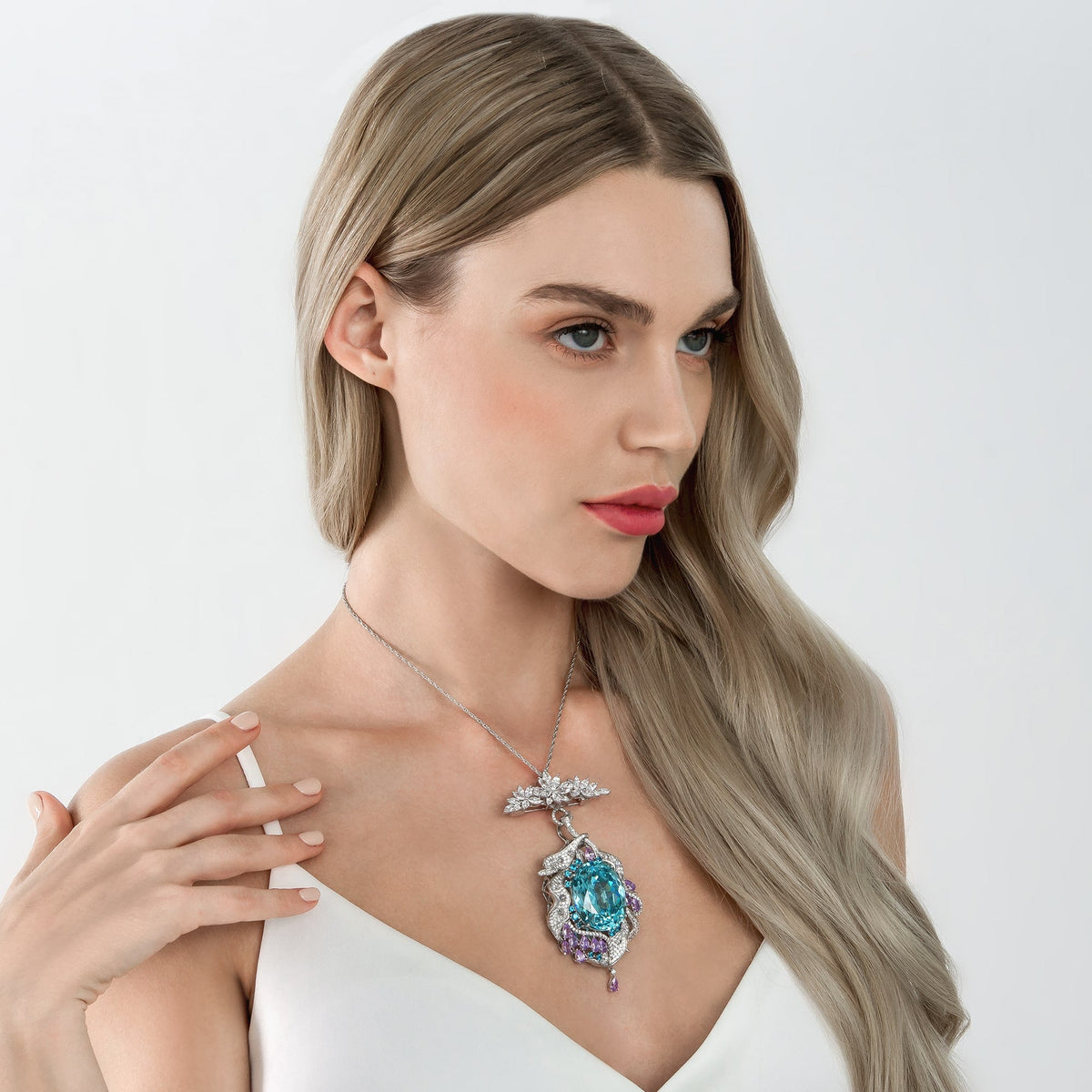 Dissoo® Vintage Paraiba Tourmaline Oval Cut Necklace&Pendant - dissoojewelry