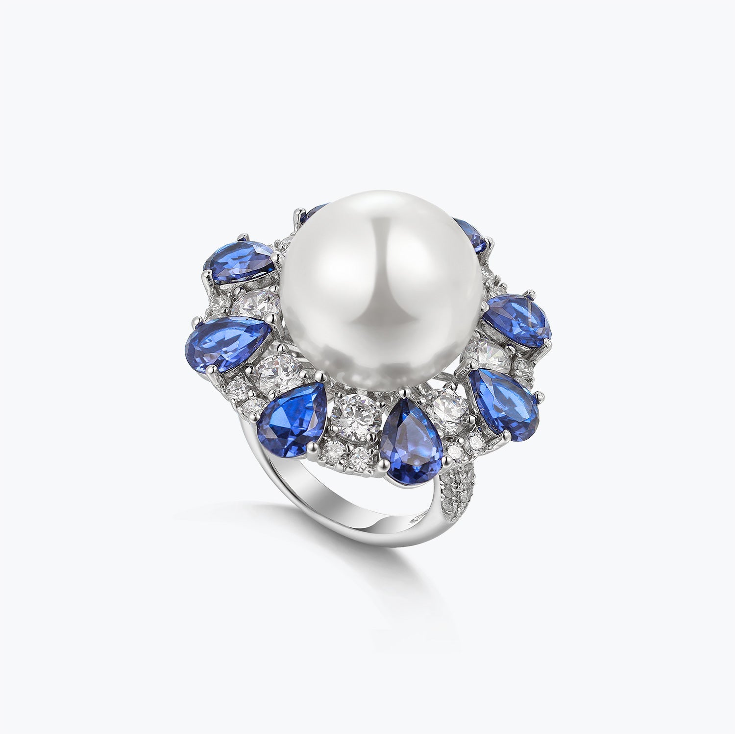 Dissoo® White Pearl Floral Cluster Evening Ring - dissoojewelry