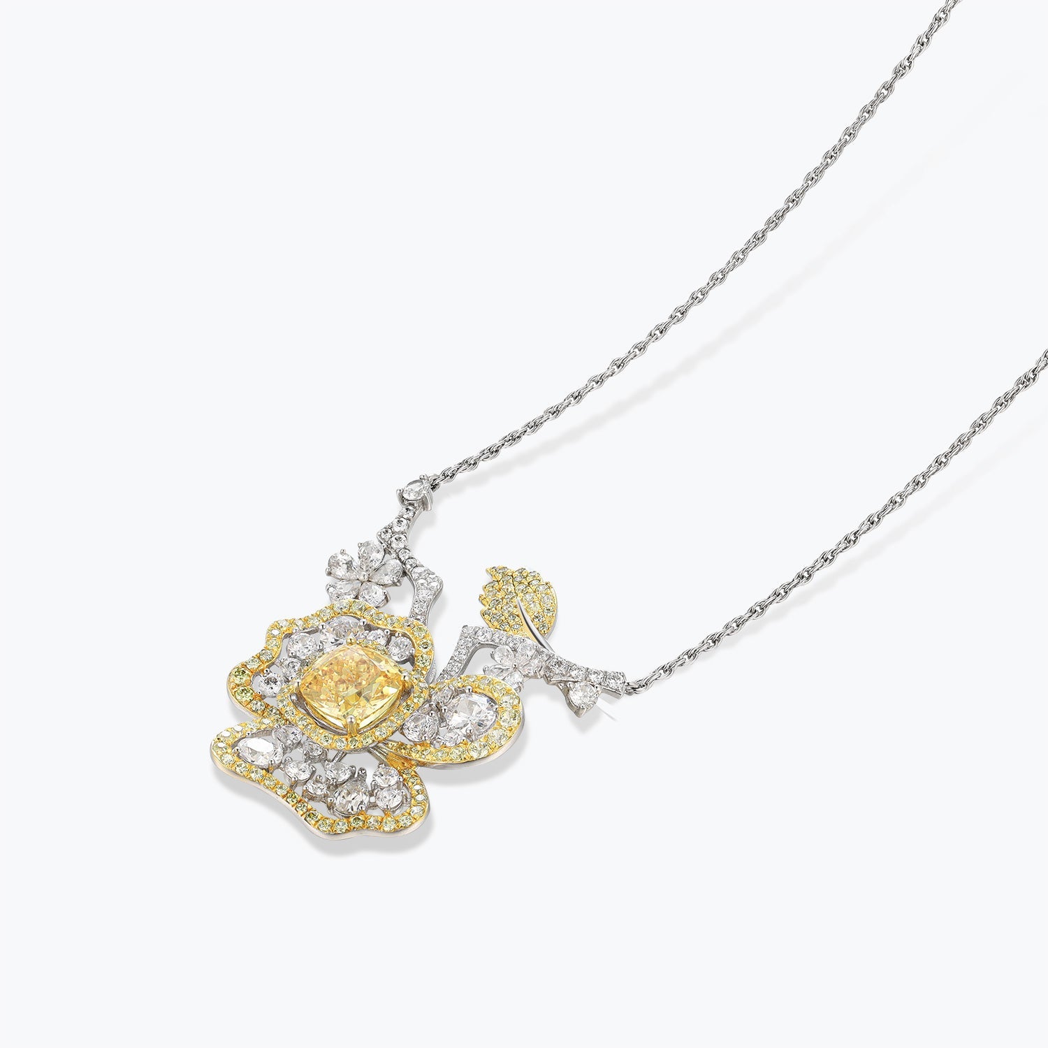Dissoo® Yellow & White Floral Cluster Luxury Cocktail Necklace - dissoojewelry