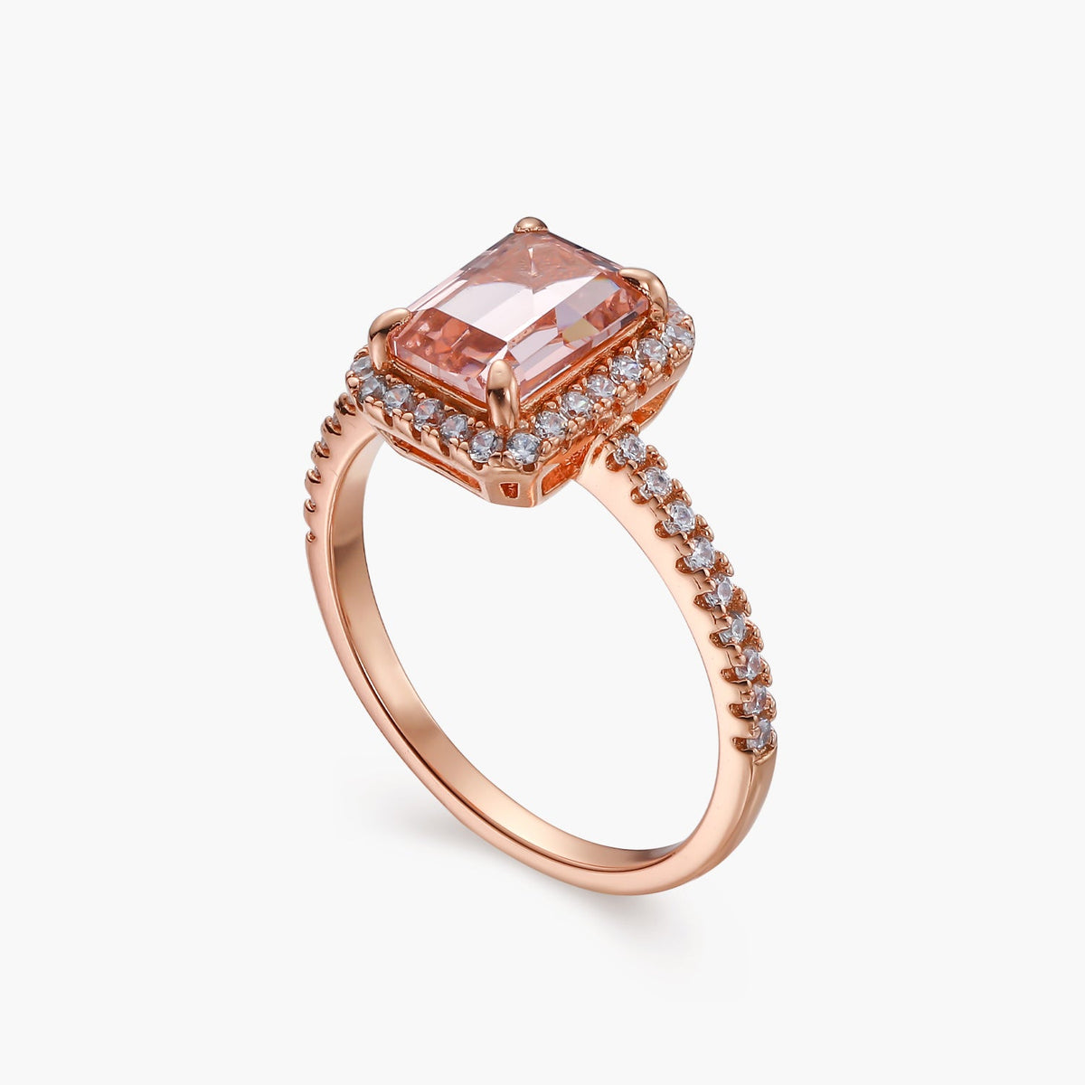 Fancy Pink Emerald Cut Sterling Silver Ring - dissoojewelry