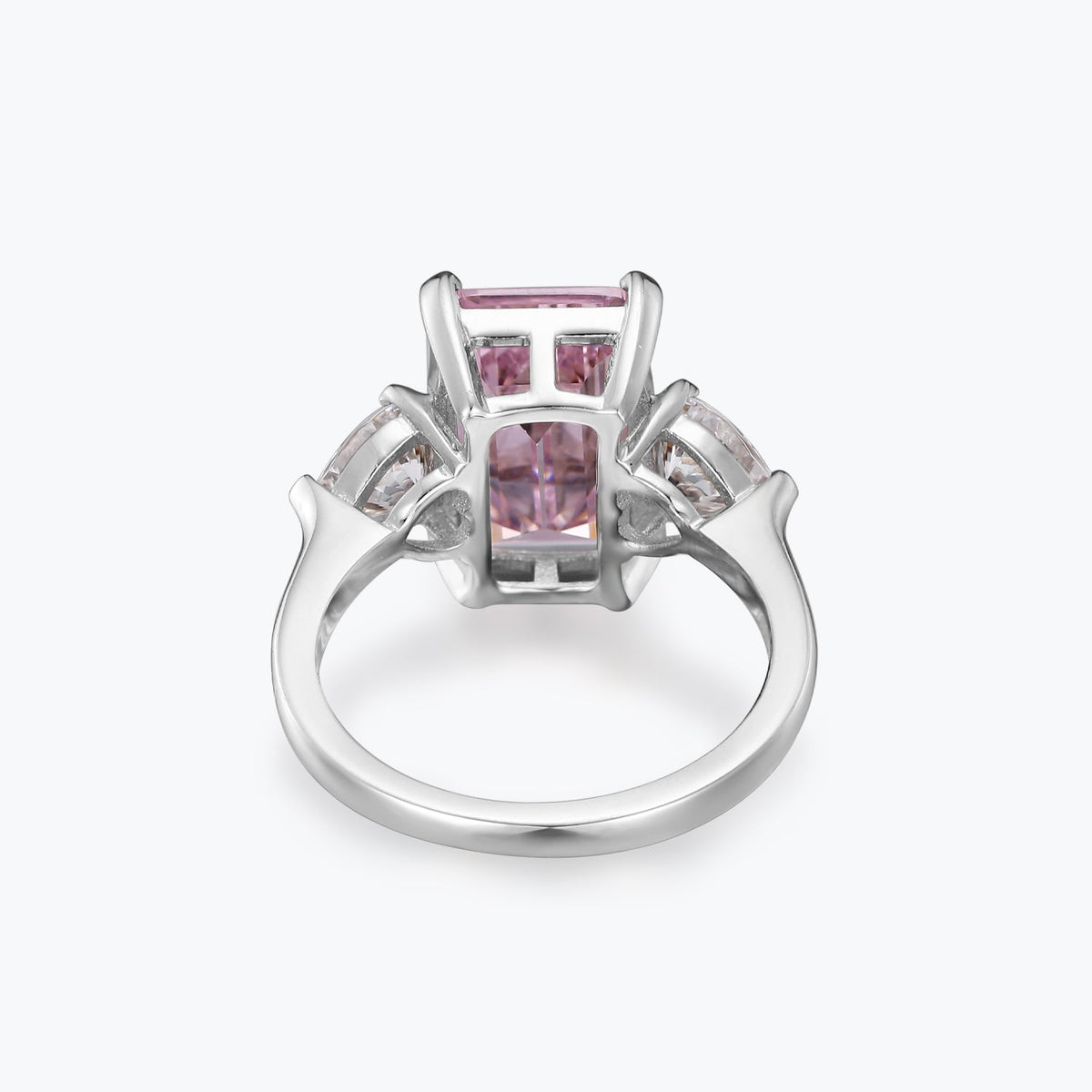 Fancy Pink Emerald Cut Sterling Silver Ring - dissoojewelry