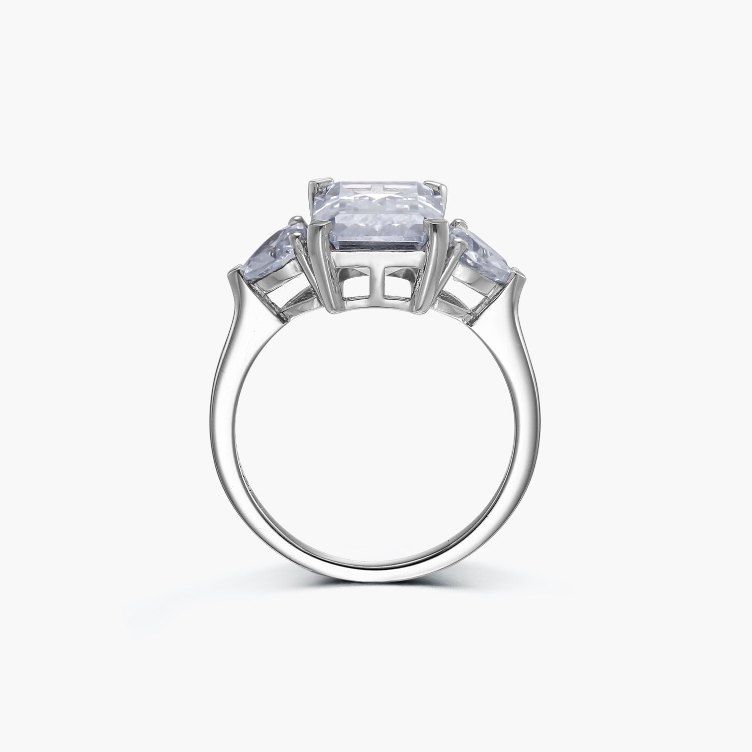 Heart & Emerald Cut 3-Stone Engagement Ring - dissoojewelry