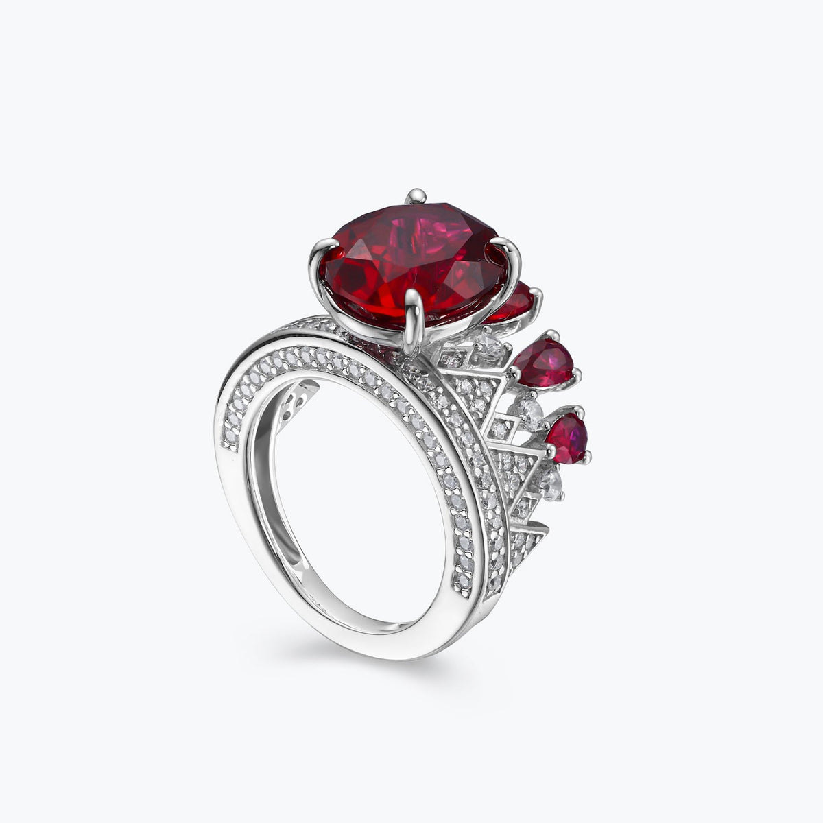 Oval Cut Red Vintage Crown Ring - dissoojewelry