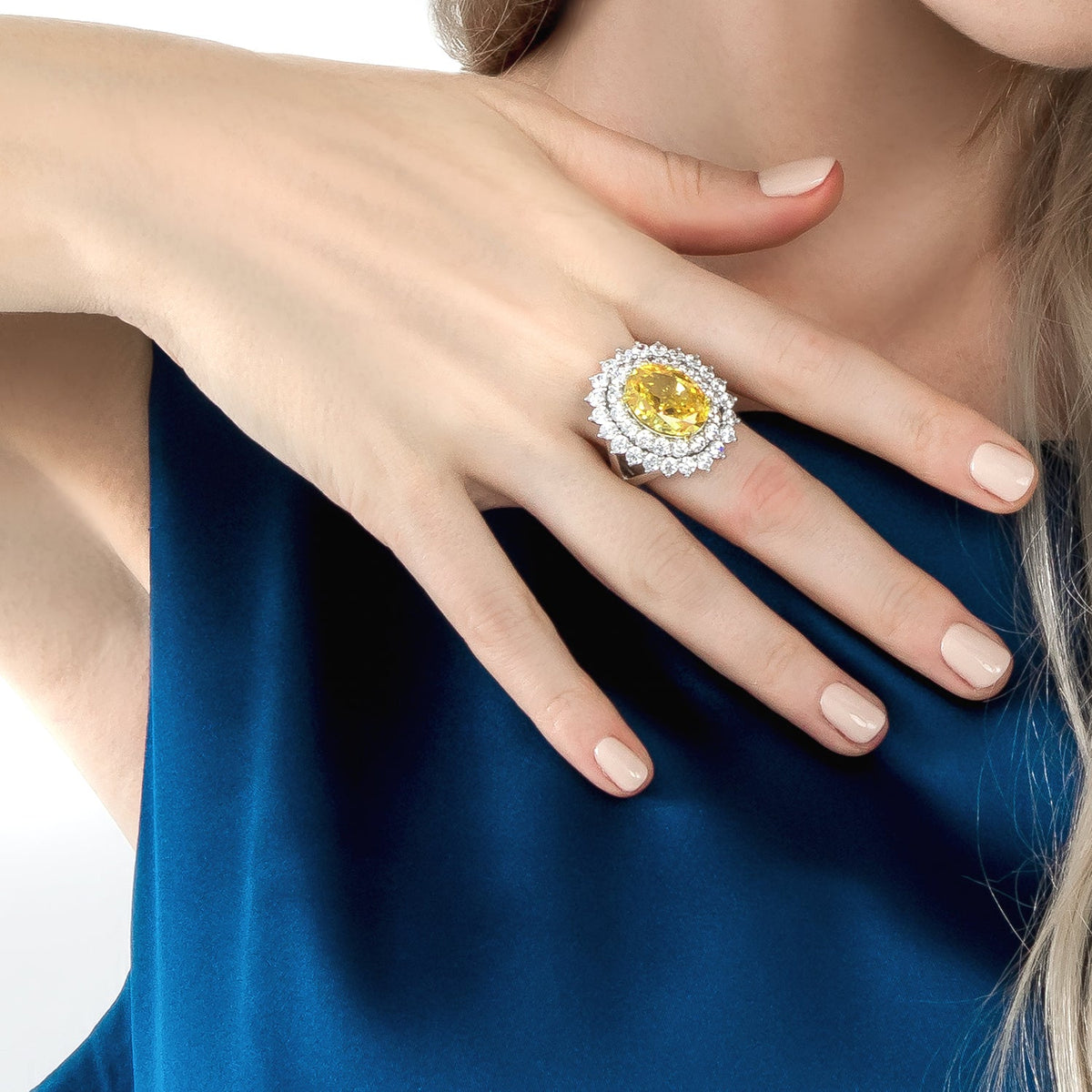 Oval Cut Yellow Sunflower Ring - dissoojewelry