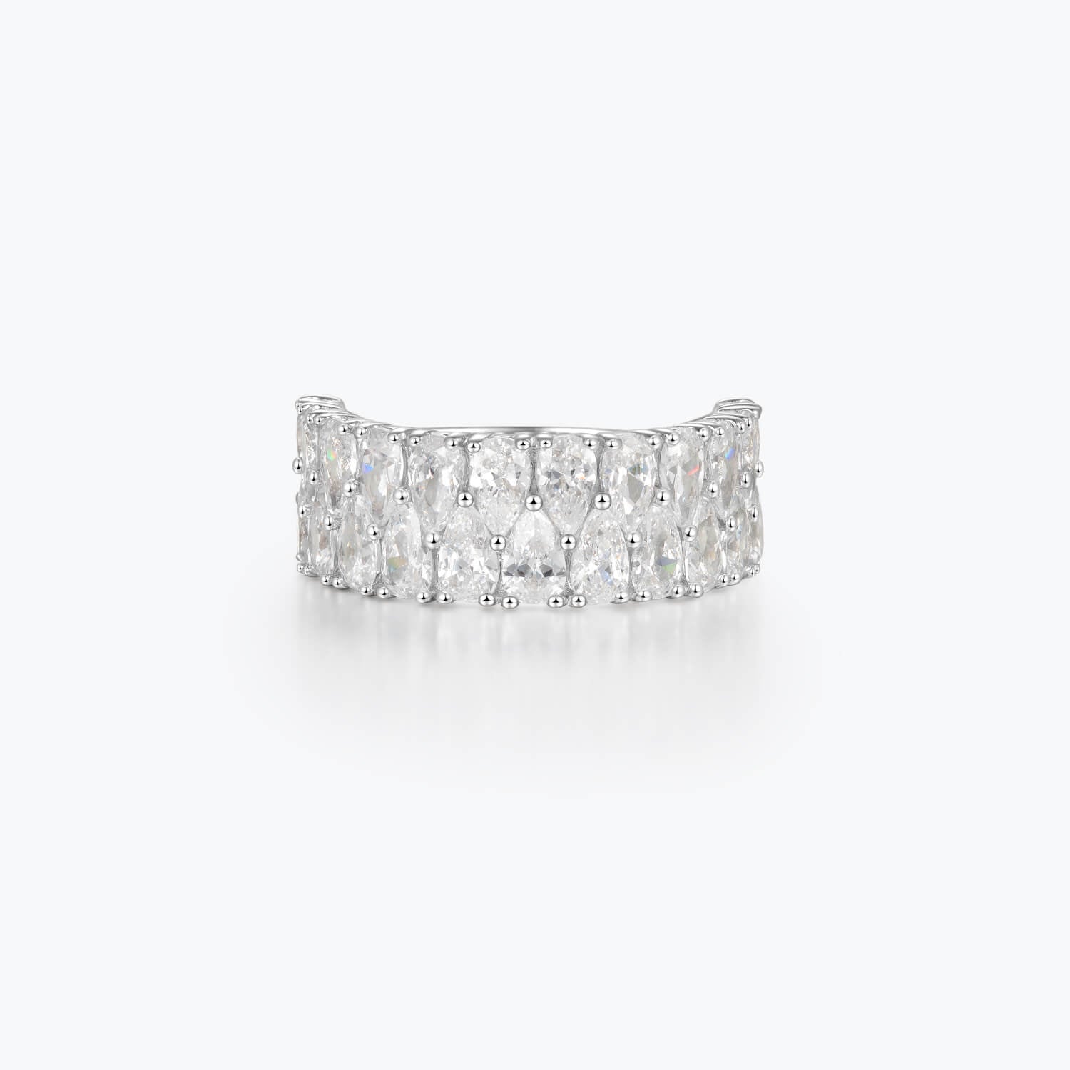 Pave Pear-cut White Band Ring - dissoojewelry
