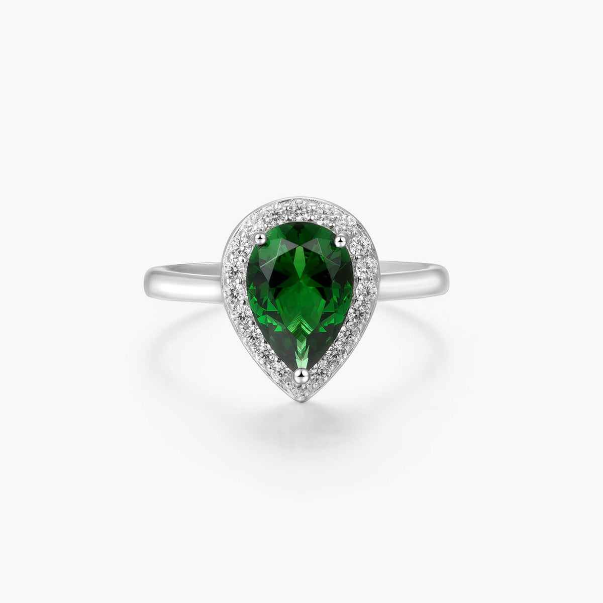 Pear Cut Emerald Green Drop Ring - dissoojewelry