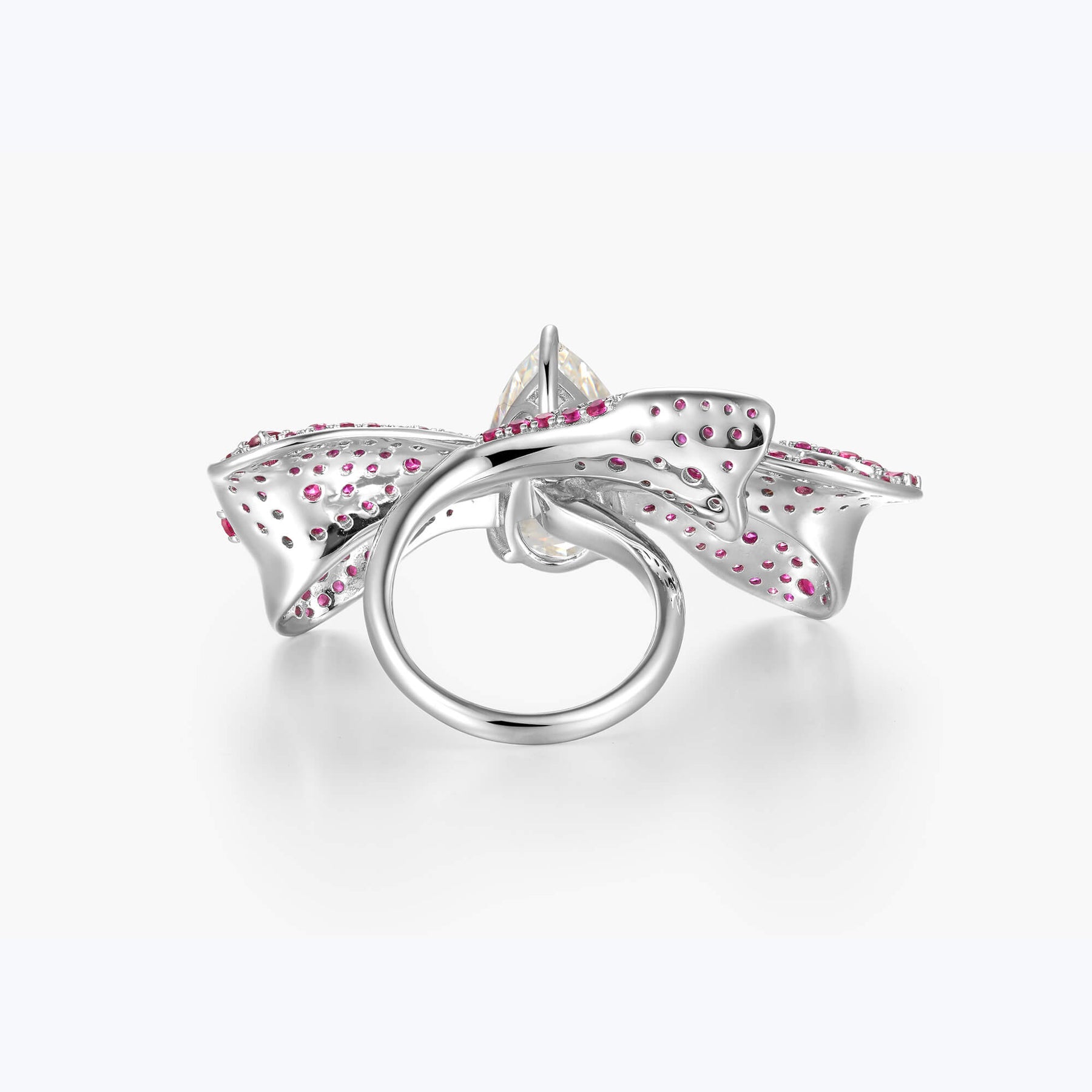 Pigeon Blood Red & White Fashion Bowknot Ring&Brooch - dissoojewelry