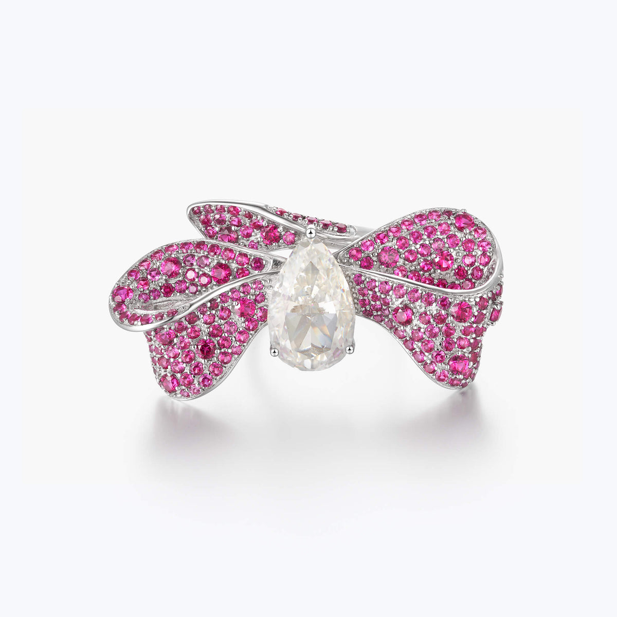 Pigeon Blood Red & White Fashion Bowknot Ring&Brooch - dissoojewelry