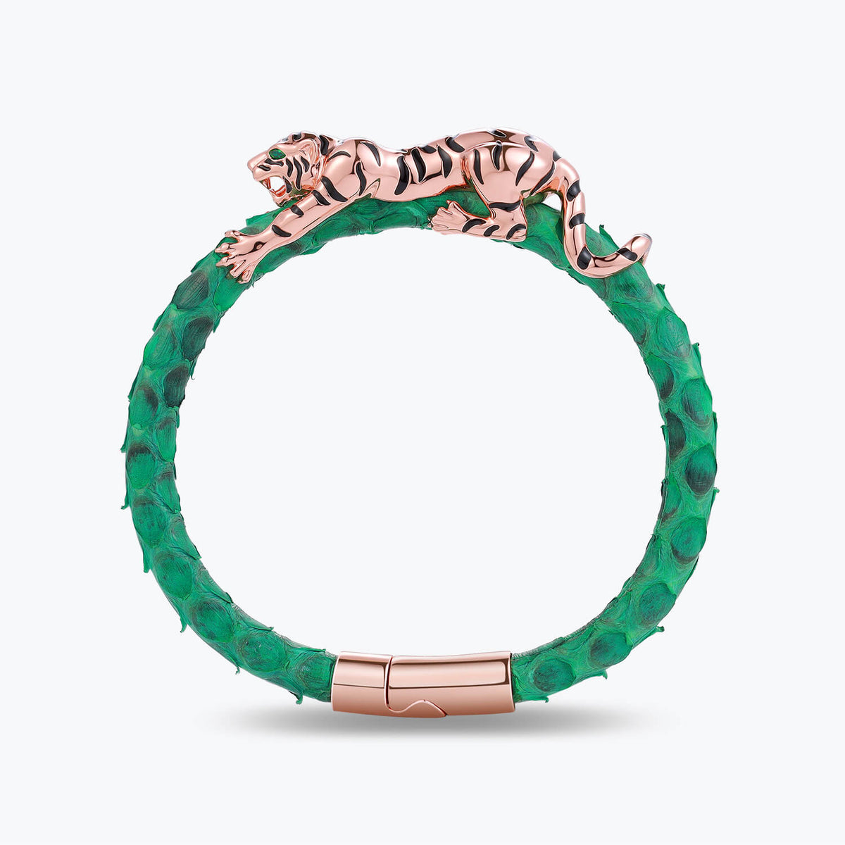 Dissoo® Genuine Leather With Sterling Silver Tiger Bracelet