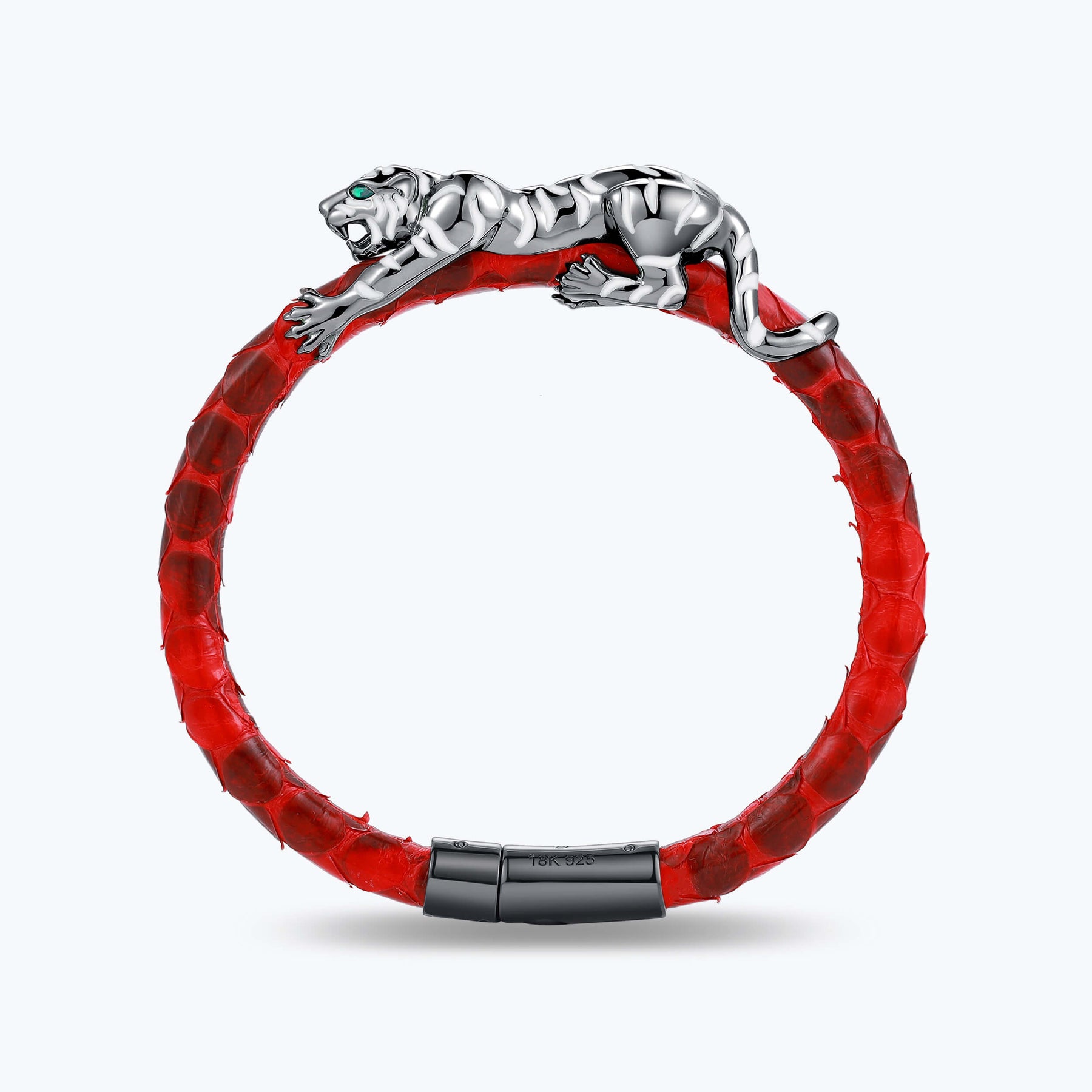 Dissoo® Genuine Leather With Sterling Silver Tiger Bracelet