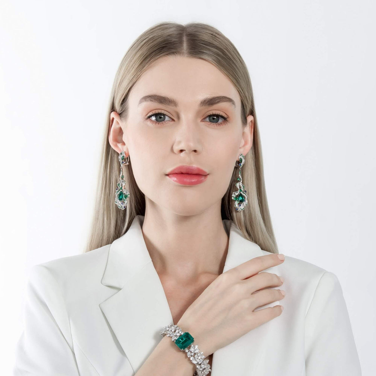 Waterfall Blue & Green Filigree Dangle Earrings - dissoojewelry