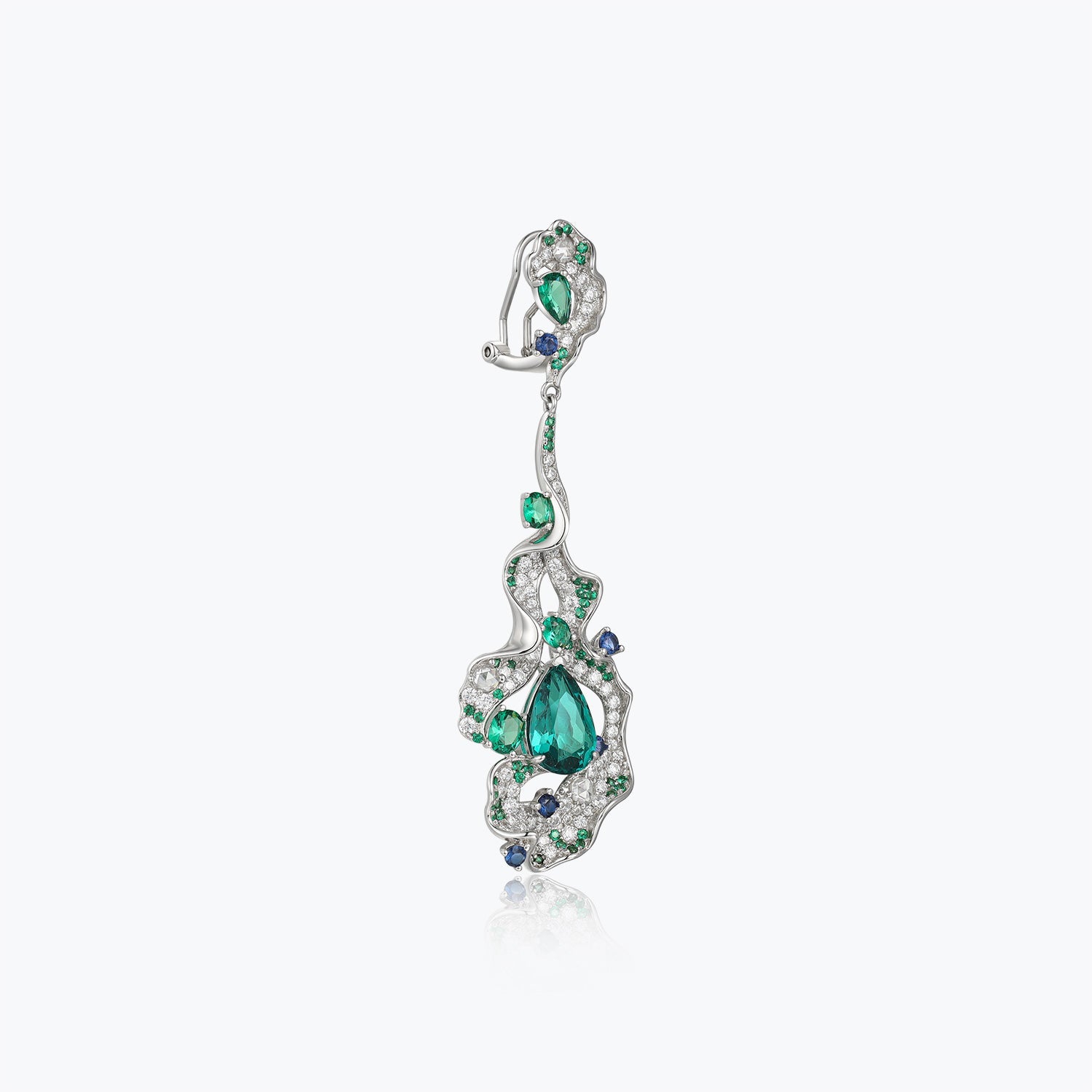 Waterfall Blue & Green Filigree Dangle Earrings - dissoojewelry