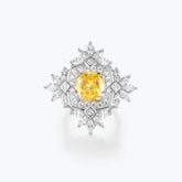 Yellow Cushion Cut Gemstone & White Cluster Wreath Ring - dissoojewelry