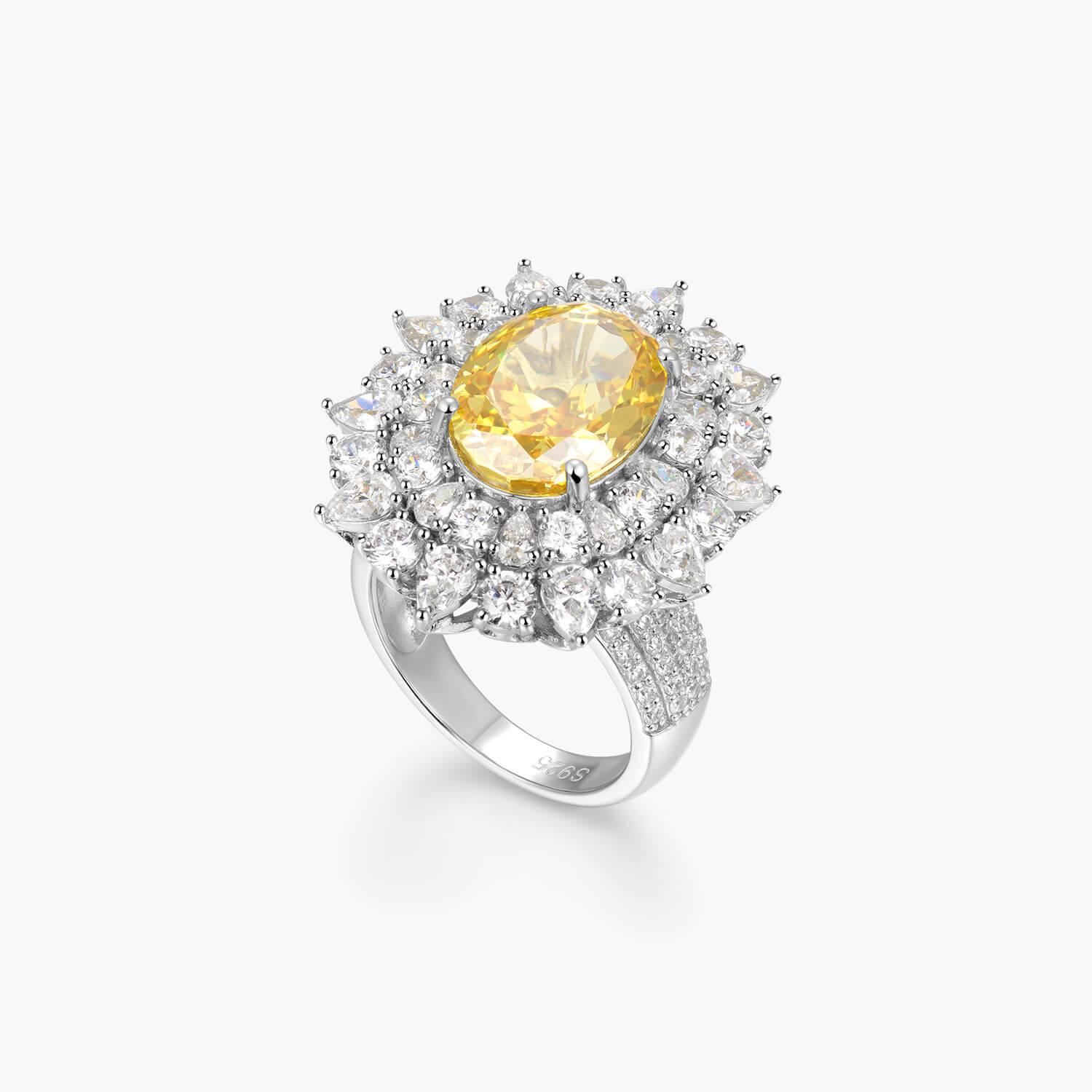 Yellow Sunflower Oval Cut Ring - dissoojewelry