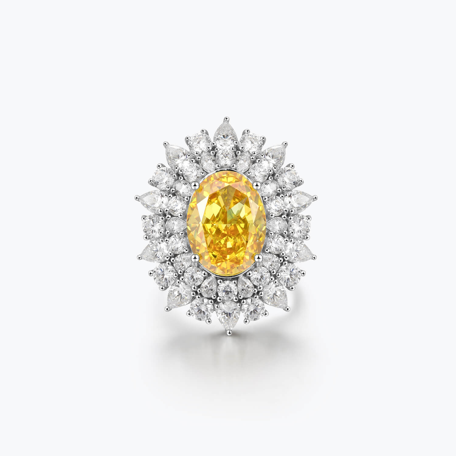 Yellow Sunflower Oval Cut Ring - dissoojewelry