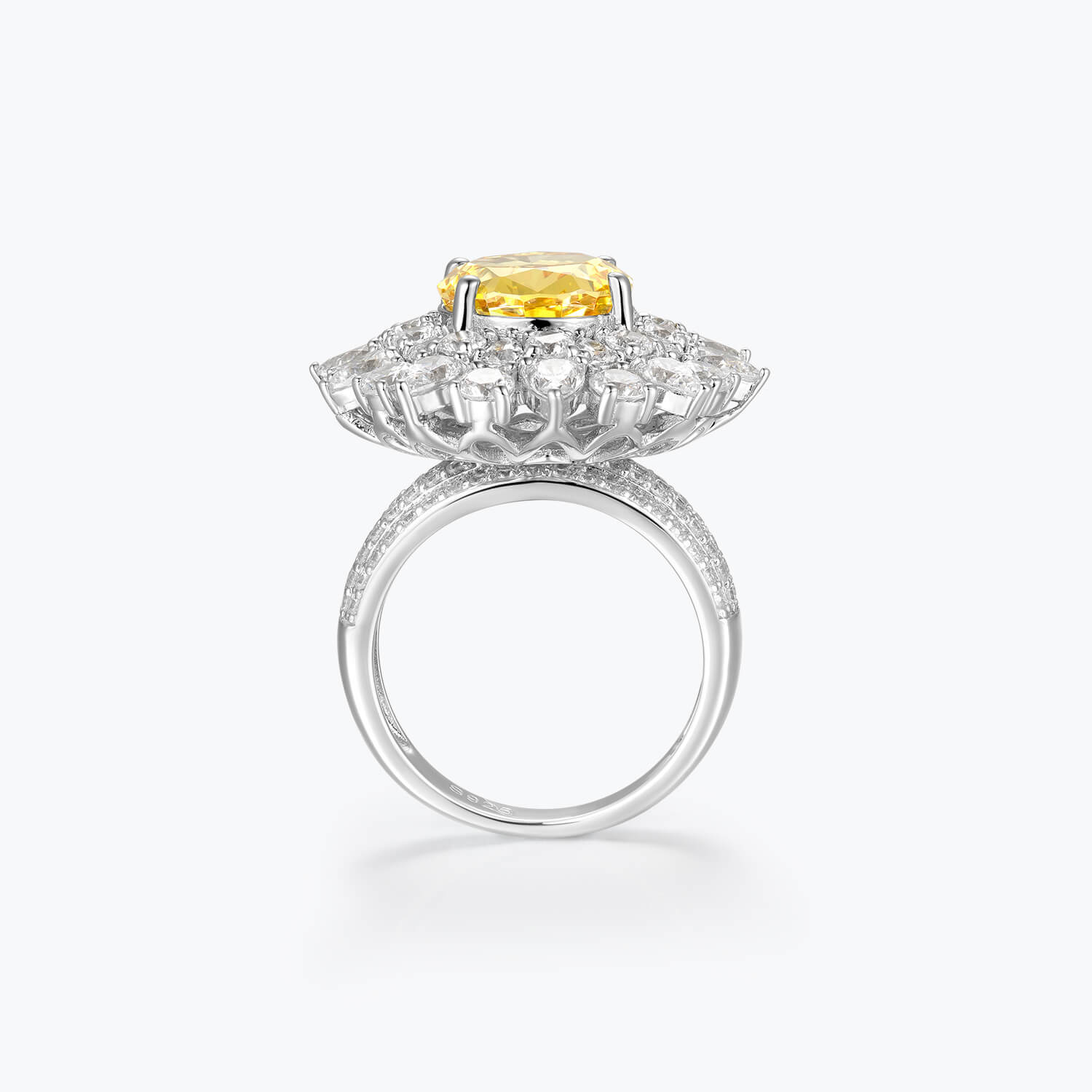 Yellow Sunflower Oval Cut Ring - dissoojewelry