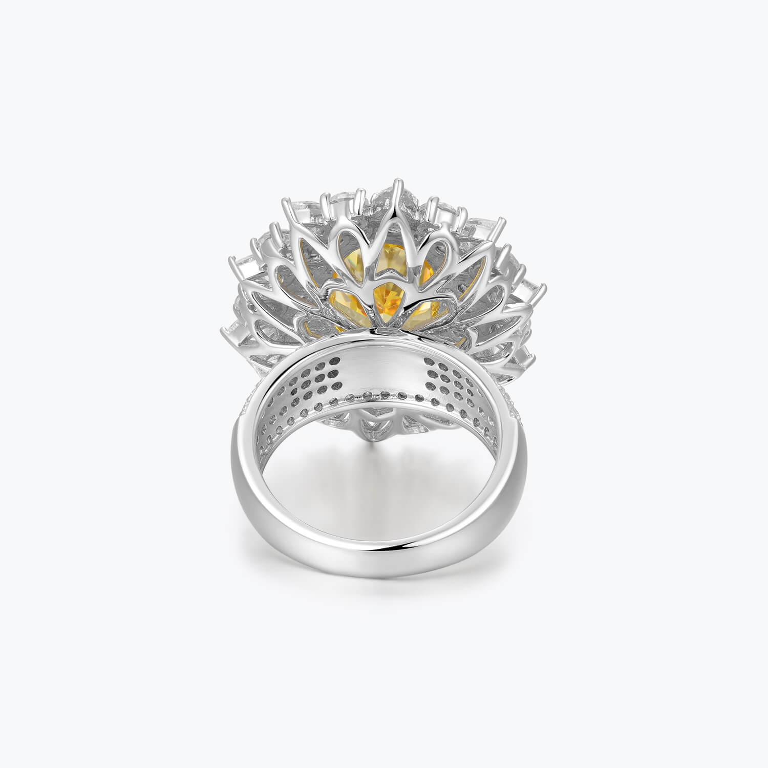Yellow Sunflower Oval Cut Ring - dissoojewelry