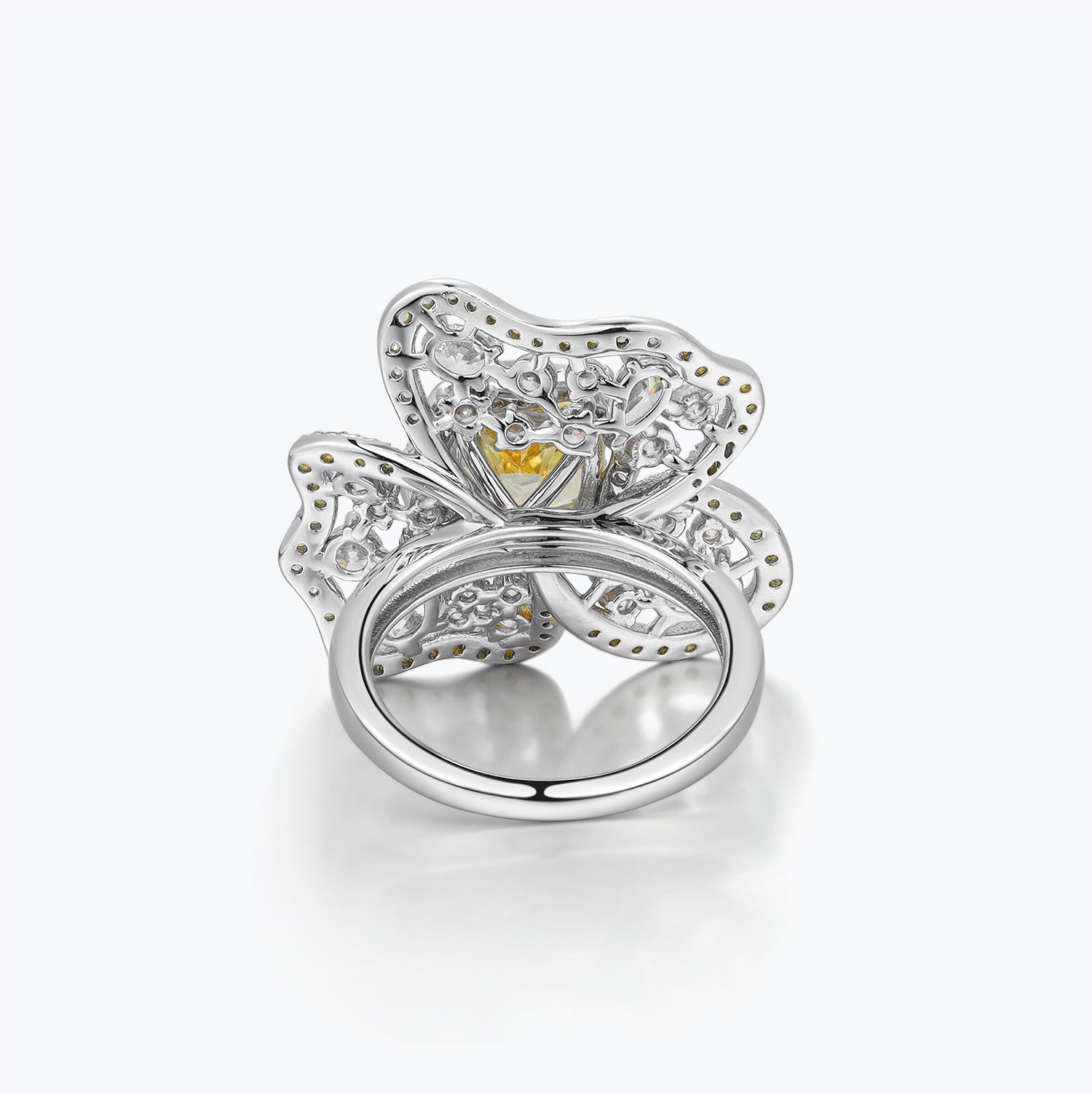 Yellow & White Floral Cluster Luxury Cocktail Ring - dissoojewelry
