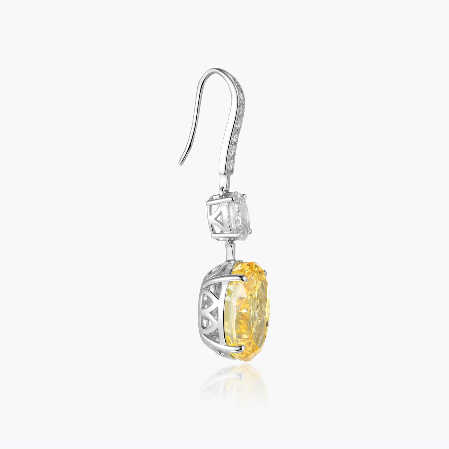 Yellow &White Oval Drop Earrings - dissoojewelry