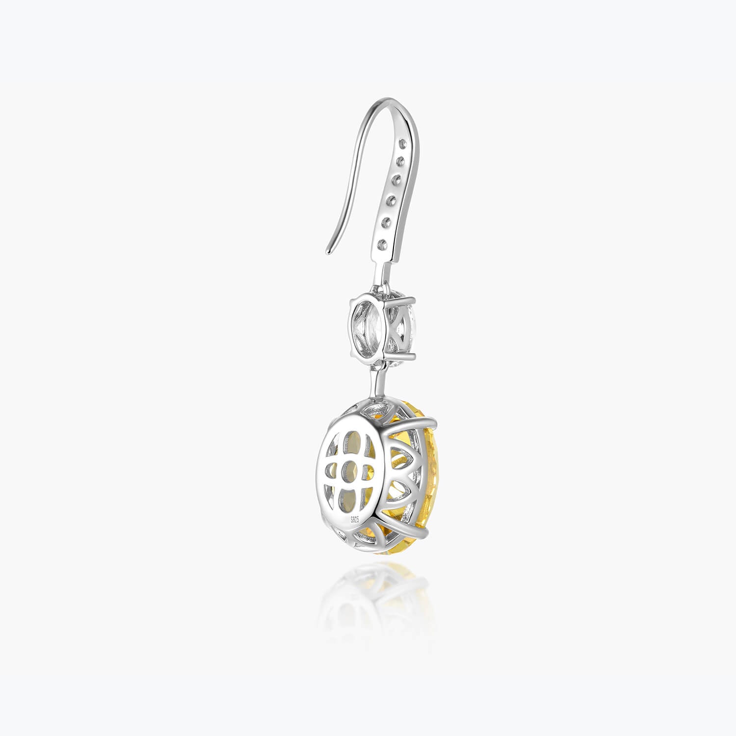 Yellow &White Oval Drop Earrings - dissoojewelry