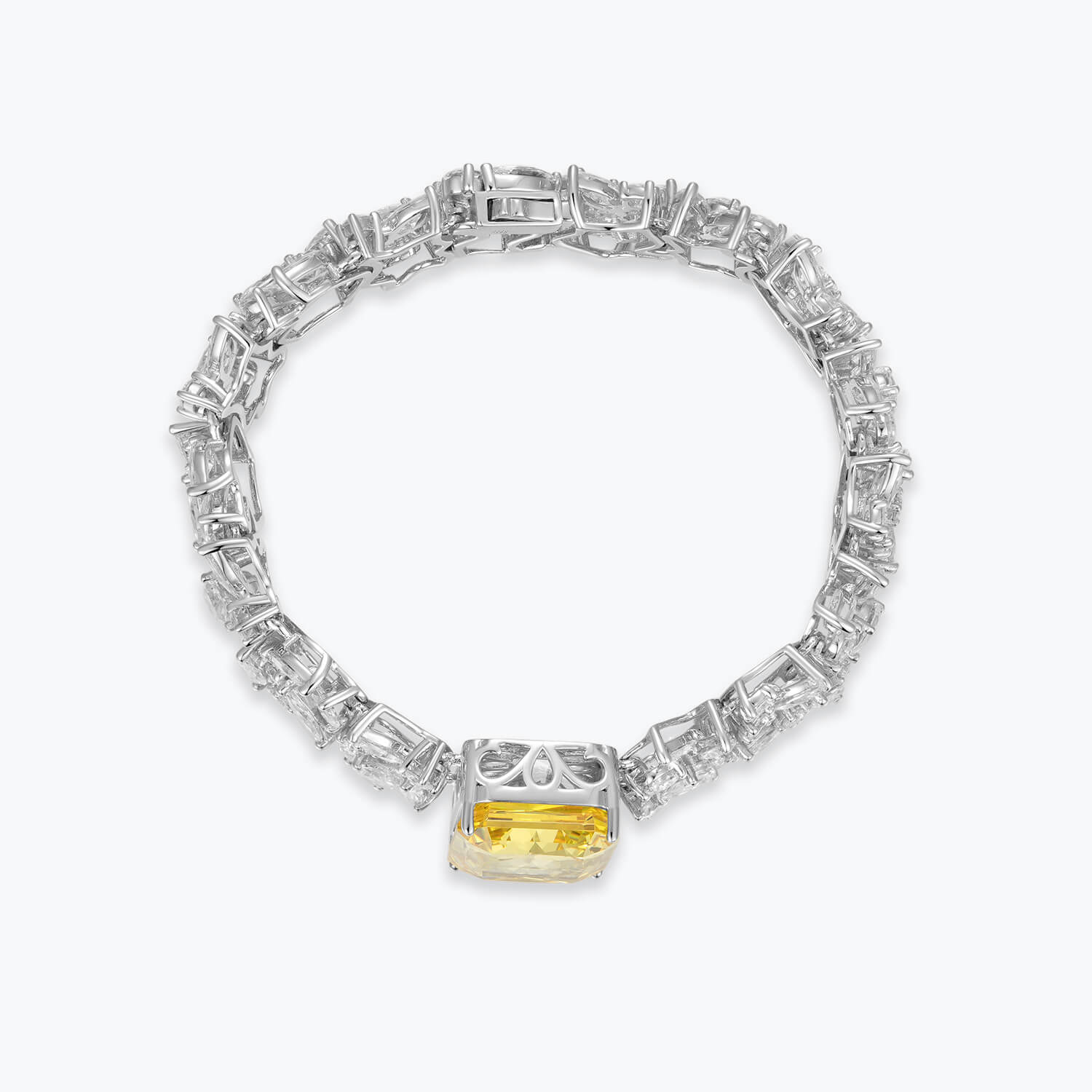 Yellow&White Cluster Petals Sterling Silver Bracelets - dissoojewelry