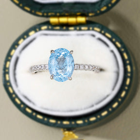 Camille Oval Cut Lab Grown Aquamarine Ice-crackle Texture Ring