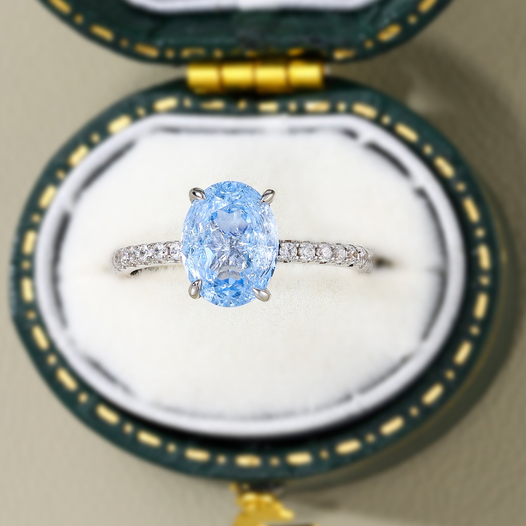 Camille Oval Cut Lab Grown Aquamarine Ring
