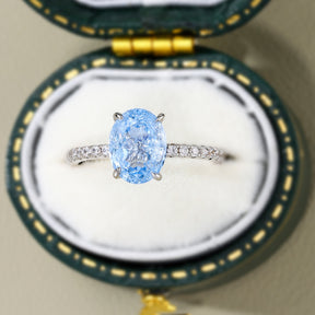 Camille Oval Cut Lab Grown Aquamarine Ring