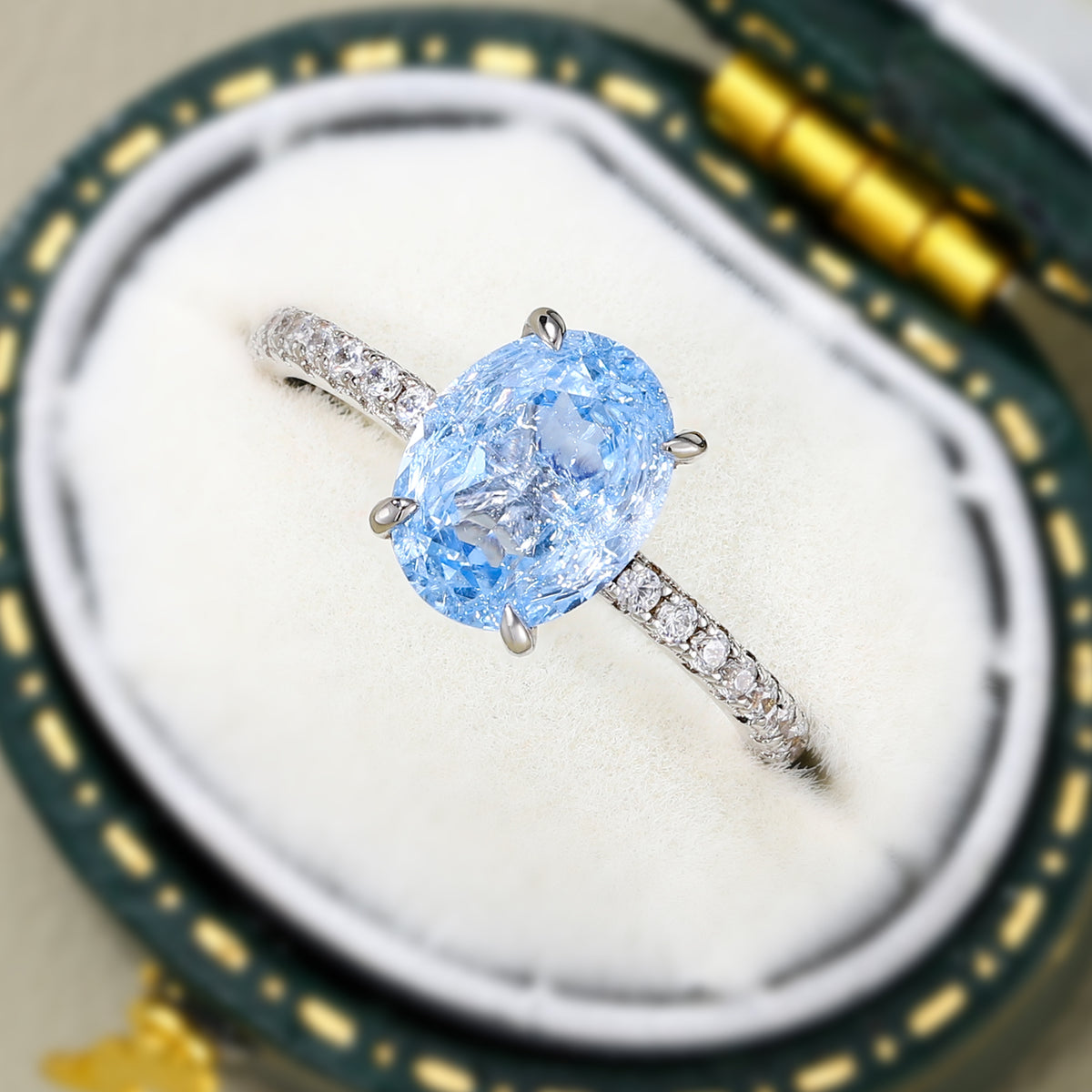 Camille Oval Cut Lab Grown Aquamarine Ring