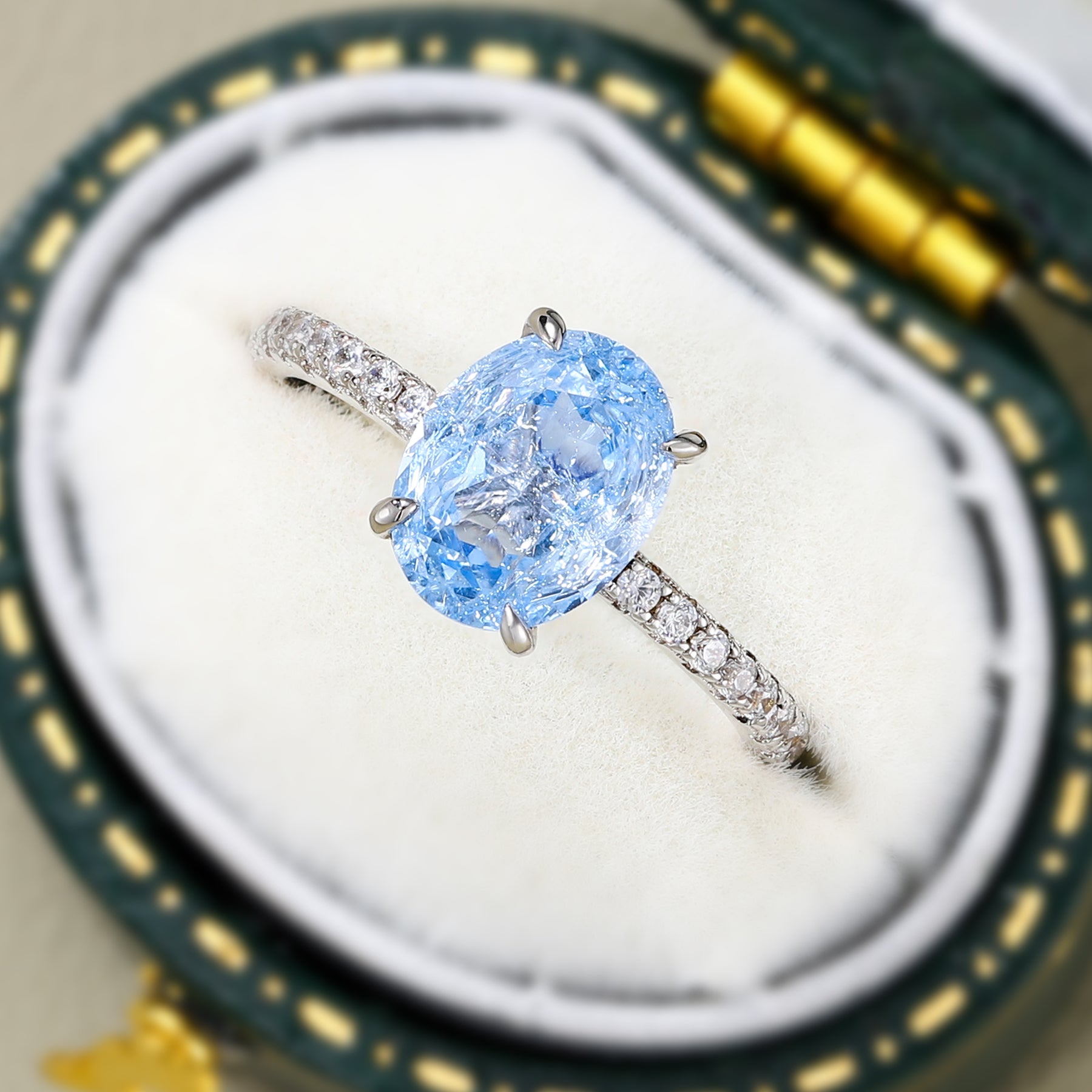 Camille Oval Cut Lab Grown Aquamarine Ring