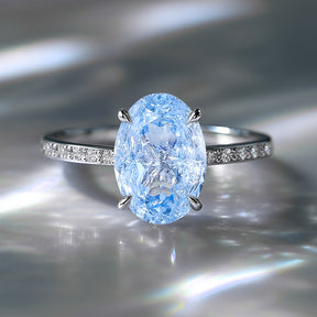 Camille Oval Cut Lab Grown Aquamarine Ring