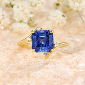 Julissa Princess Cut Lab-Grown Sapphire Ice-crackle Texture Ring