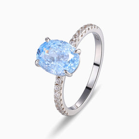Camille Oval Cut Lab Grown Aquamarine Ice-crackle Texture Ring