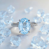 Camille Oval Cut Lab Grown Aquamarine Ice-crackle Texture Ring