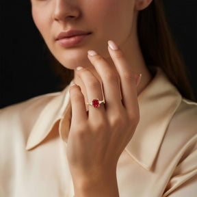 Liora 2CT Emerald Cut Burgundy Gemstone Ring