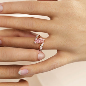 Bypass Design 3ct Marquise Cut Fancy Pink Gemstone Engagement Ring