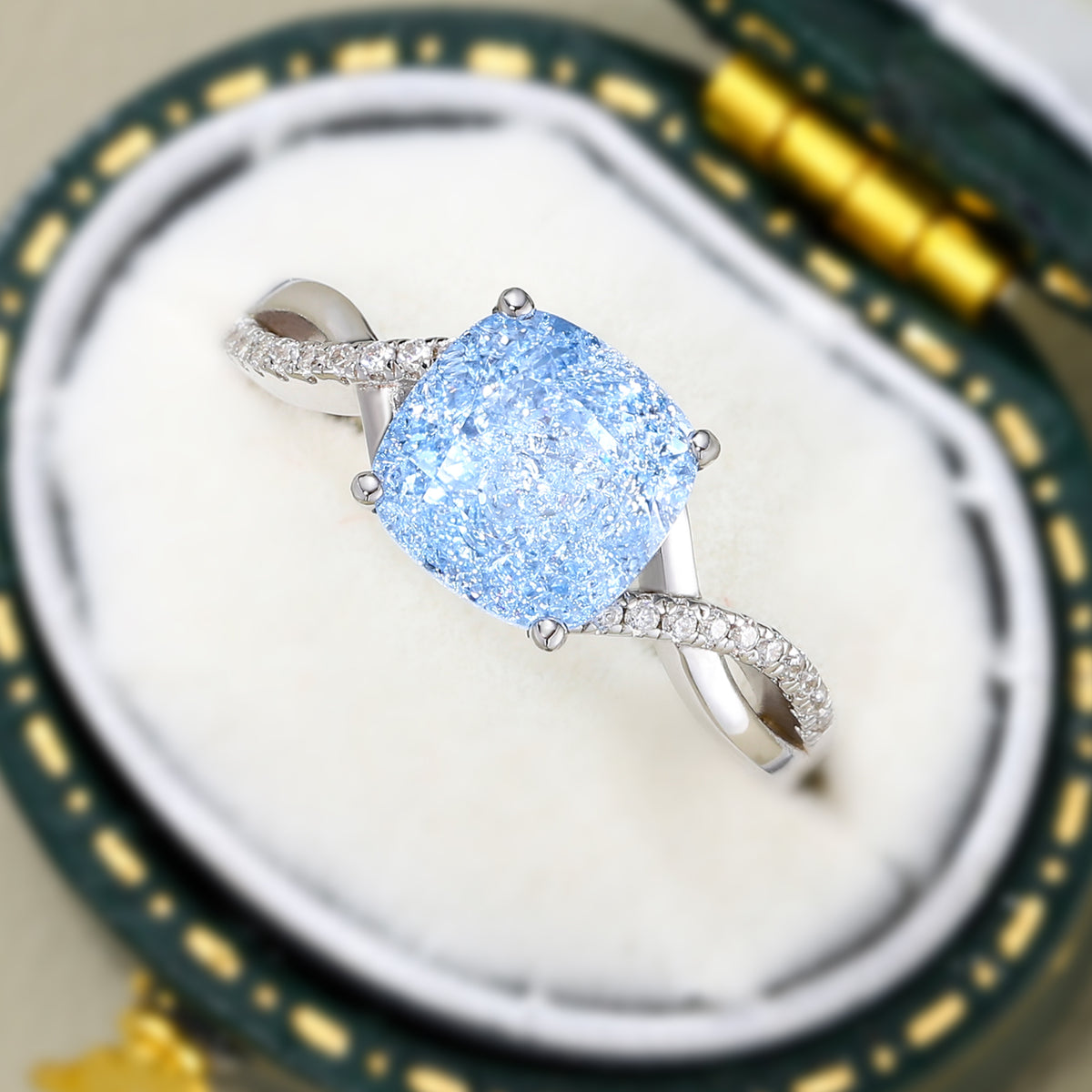 The Gisella Asscher Cut Lab Grown Aquamarine Ring