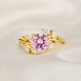 Sylvana Round Cut Lab Grown Padparadscha Ring