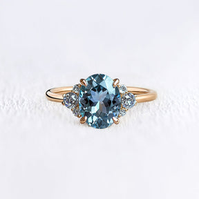Olivia Jane 2CT Oval Cut Blue Gemstone Ring