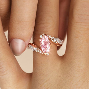 Bypass Design 3ct Marquise Cut Fancy Pink Gemstone Engagement Ring