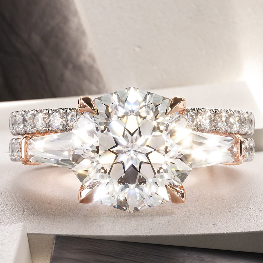Bague de fiançailles Decagon Nova Design en moissanite taillée en diamant