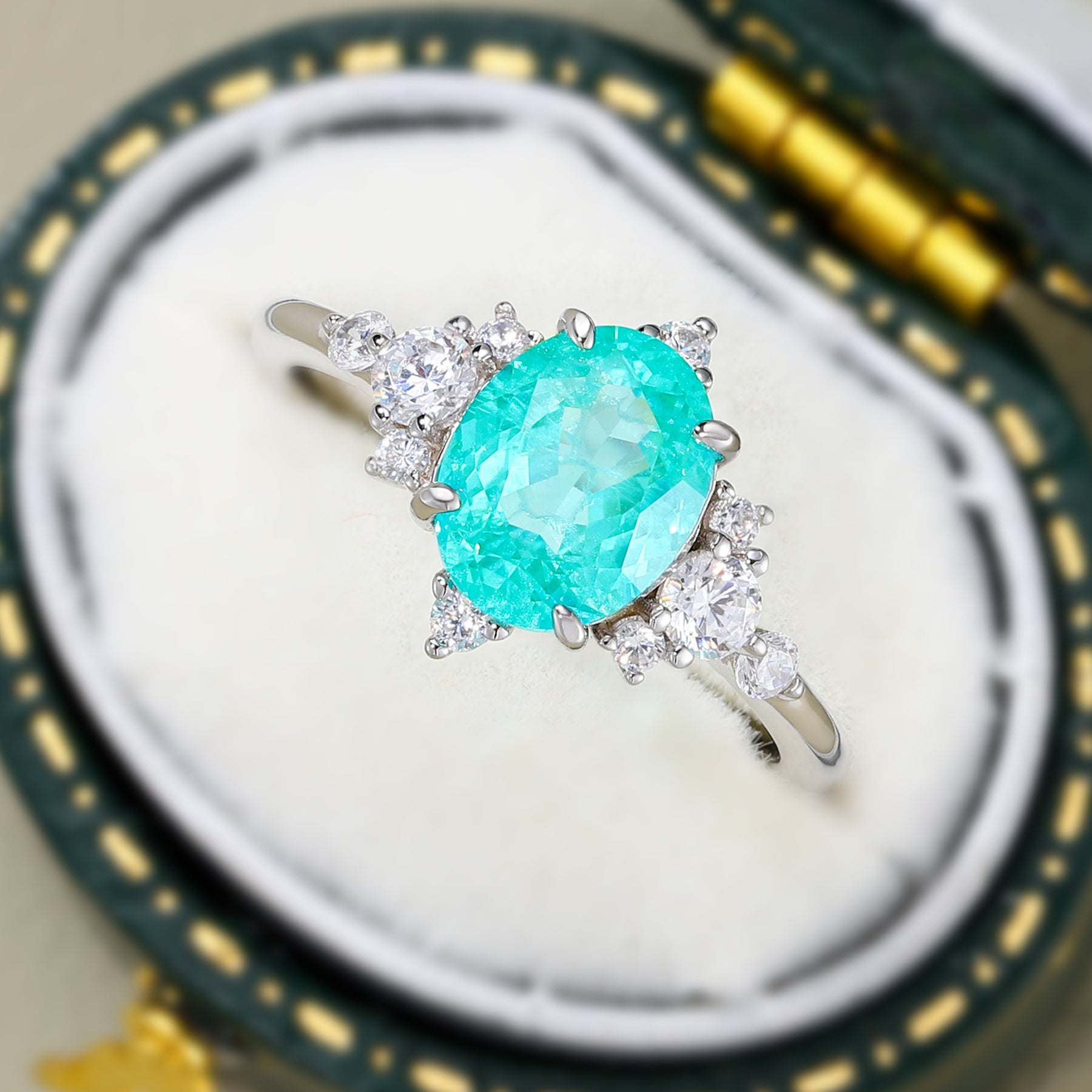 Carlotta Oval Cut Lab Grown Paraiba Garnets Ring