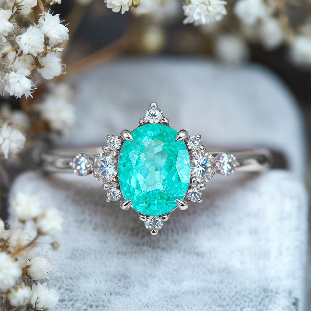 Carlotta Oval Cut Lab Grown Paraiba Garnets Ring