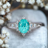 Carlotta Oval Cut Lab Grown Paraiba Garnets Ice-crackle Texture Ring