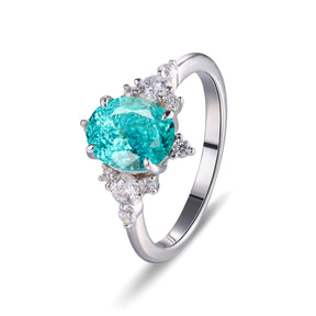 Carlotta Oval Cut Lab Grown Paraiba Garnets Ice-crackle Texture Ring