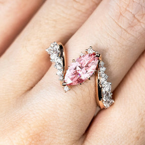 Bypass Design 3ct Marquise Cut Fancy Pink Gemstone Engagement Ring