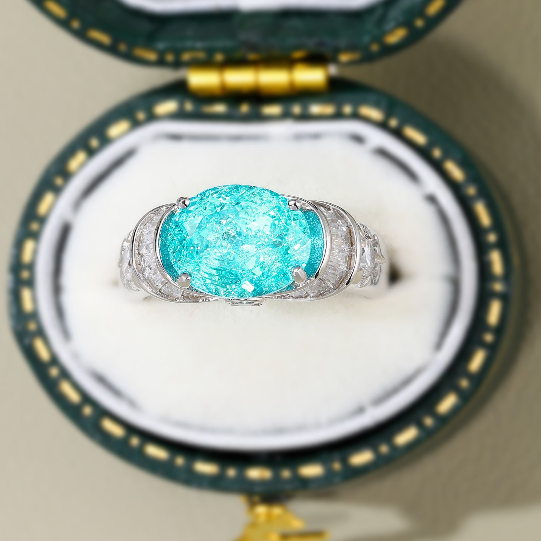 The Esmeralda Oval Cut Lab Grown Paraiba Garnets Ring